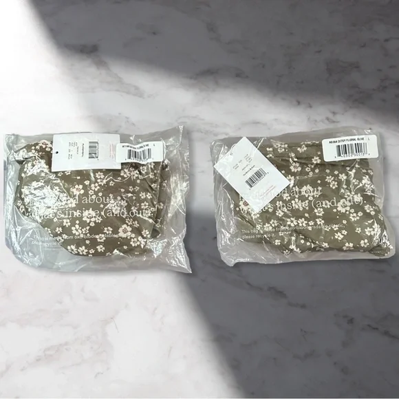 Andie Swim Bora Bora Top & The Bikini Bottom In Ditsy Floral Olive Size L - Picture 4 of 4